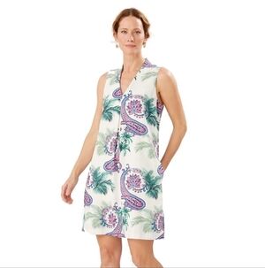 Tommy Bahama Bombaisley Linen-Blend Shift Dress, Coconut, Womens Size Small